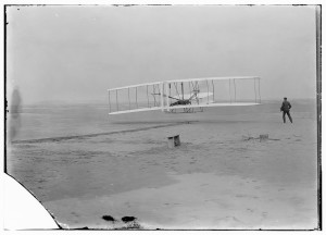 Wright Brothers' first sustained flight in Kitty Hawk, North Carolina on Dec. 17, 1903. Image provided by Library of Congress Prints and Photographs